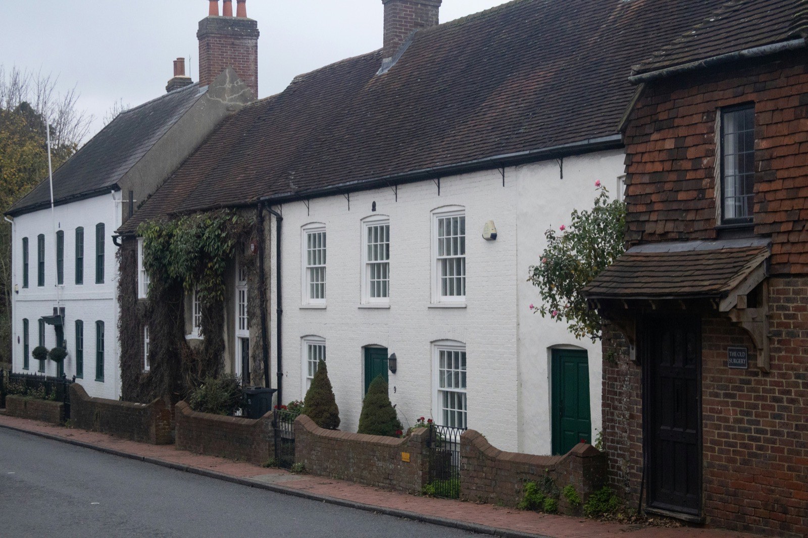 White-painted village houses along a lane